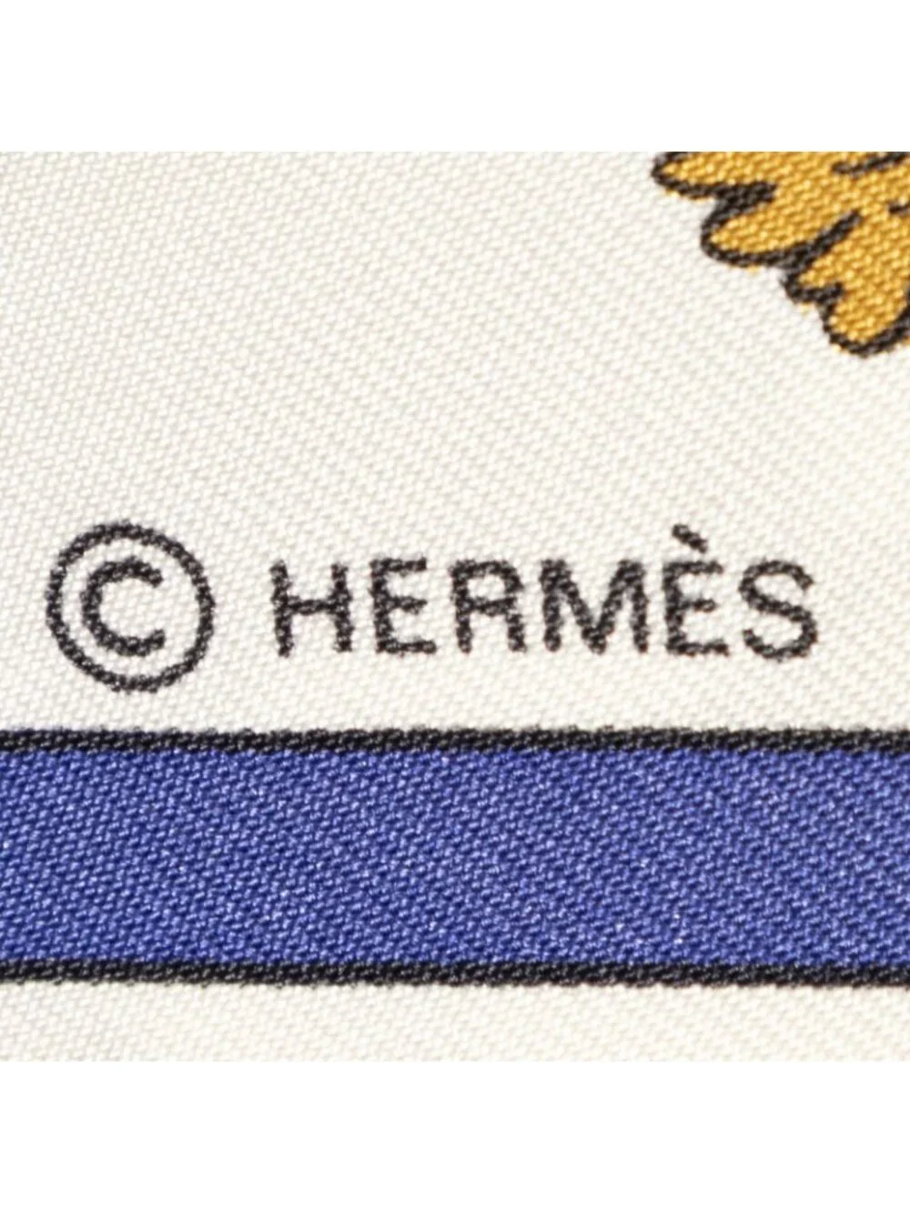 Hermes Scarf Blue Ivory Orange Silk